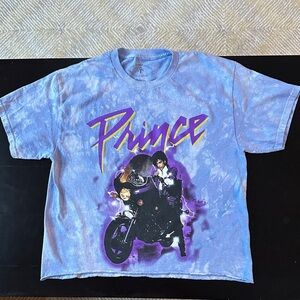 Prince purple rain mottled tie dye crew neck tshirt